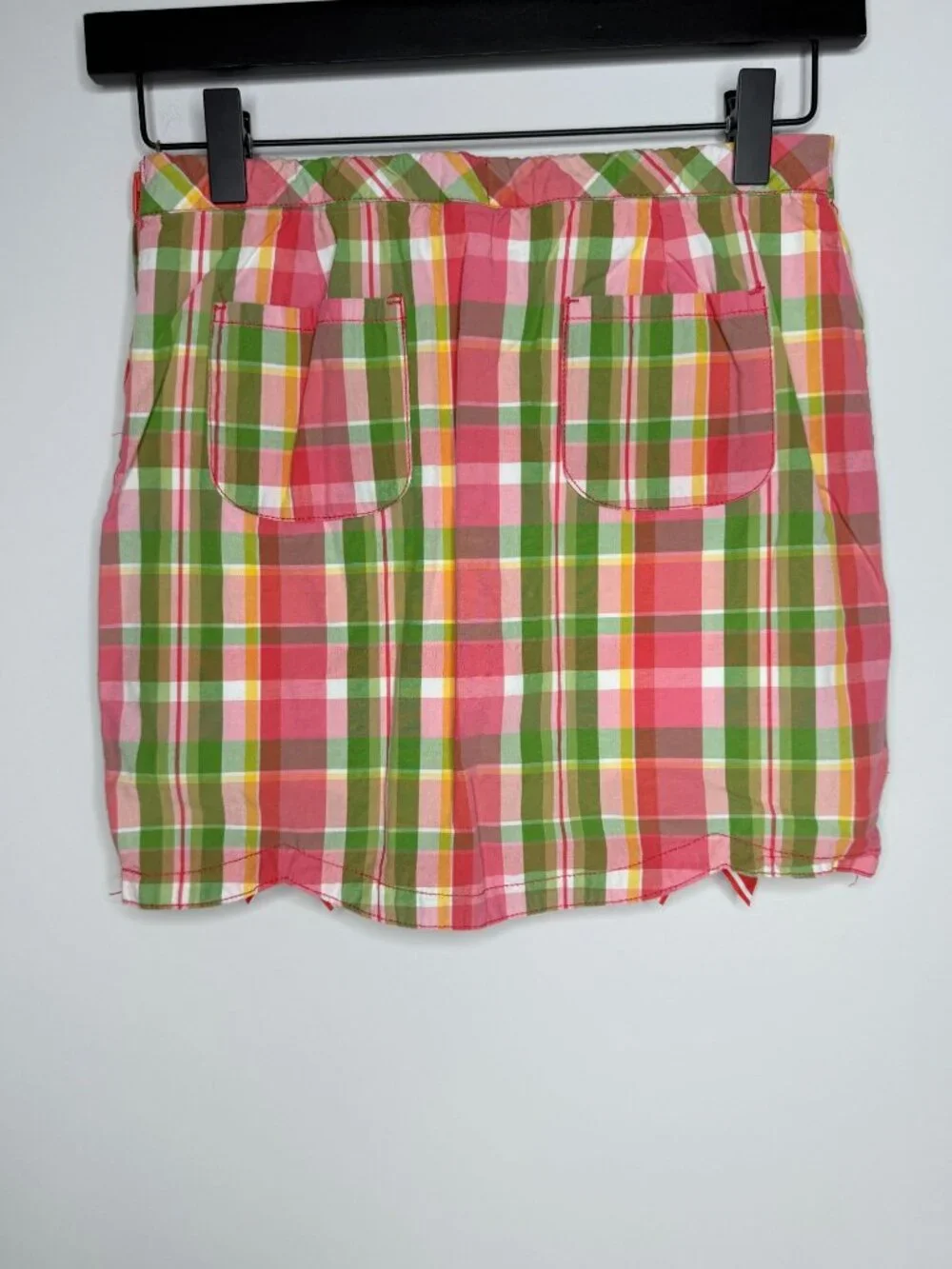 Gymboree Girls Size 12 Plaid Skort Pink Green Bow Mini Skirt Shorts